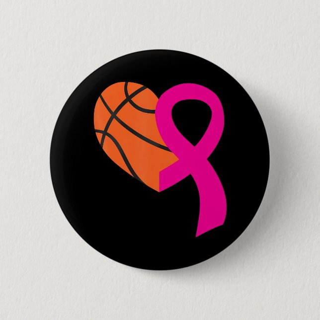 Chapa Redonda De 5 Cm Cáncer de mama Guay de cinta rosada de baloncesto (Anverso)