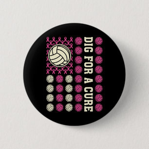 Chapa Redonda De 5 Cm Cáncer De Mama Rosa De Voleibol De Cure