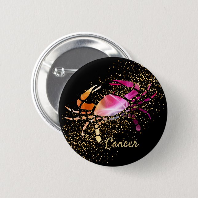 Chapa Redonda De 5 Cm Cáncer - Rótulo del zodiaco (Anverso y reverso)