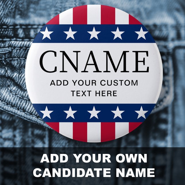 Chapa Redonda De 5 Cm Candidatos nombran estrellas de campaña electoral  (Candidate name political election campaign stars button)