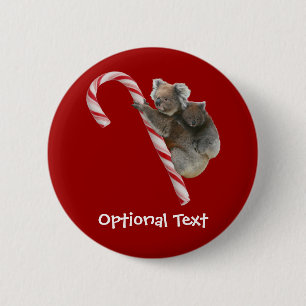 Chapa Redonda De 5 Cm Candy Cane Australian Koala Bears