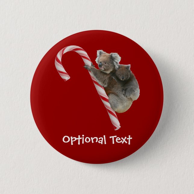 Chapa Redonda De 5 Cm Candy Cane Australian Koala Bears (Anverso)