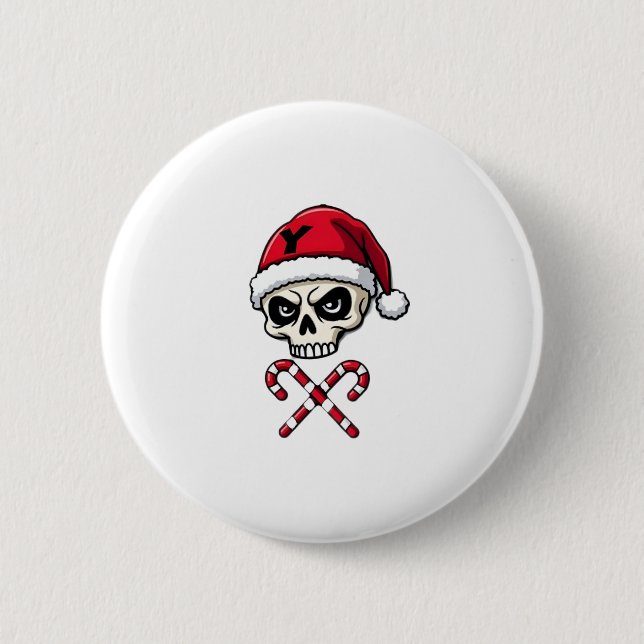 Chapa Redonda De 5 Cm Candy Cane Crew Skull Christmas 2025 Funny Men Boy (Anverso)