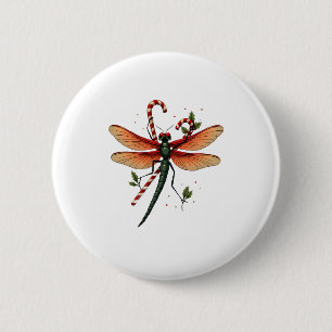 Chapa Redonda De 5 Cm Candy Cane Dragonfly