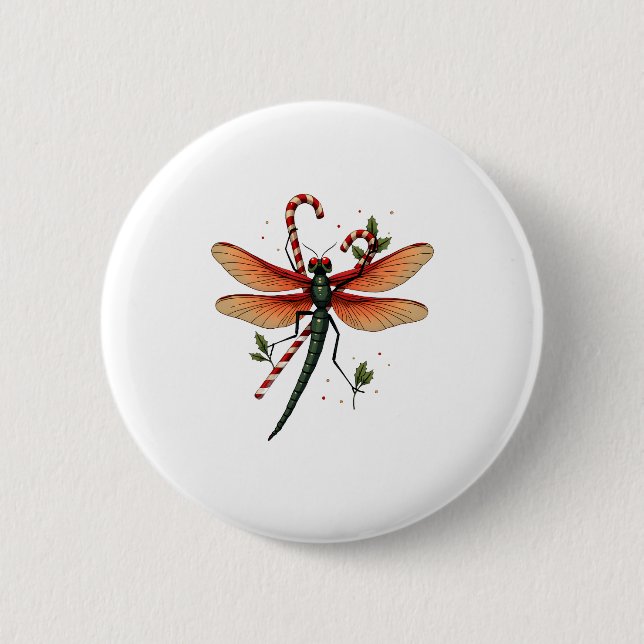 Chapa Redonda De 5 Cm Candy Cane Dragonfly (Anverso)
