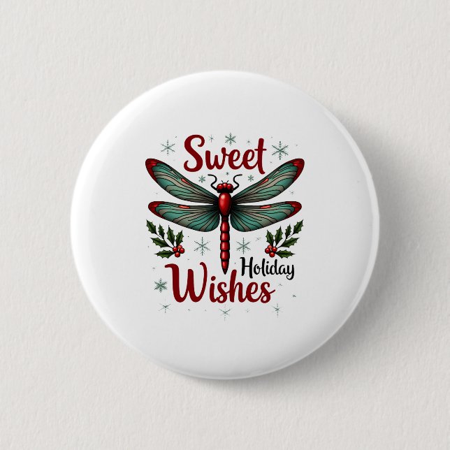 Chapa Redonda De 5 Cm Candy Cane Wings Dragonfly (Anverso)