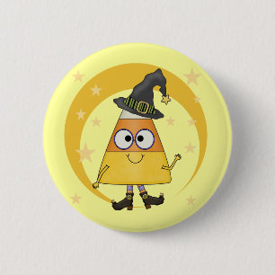 Chapa Redonda De 5 Cm Candy Corn Witch Halloween