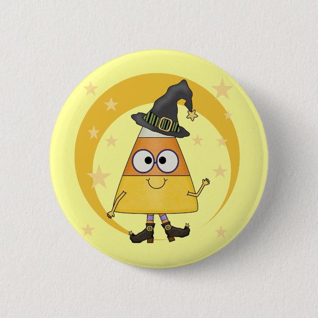 Chapa Redonda De 5 Cm Candy Corn Witch Halloween (Anverso)