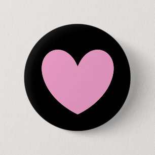 Chapa Redonda De 5 Cm Candy de algodón Corazón de polka rosa sobre negro