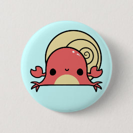 Chapa Redonda De 5 Cm Cangrejo de ermitaño de Kawaii (usted cambia el