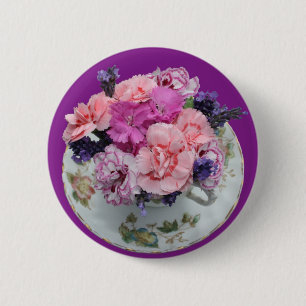 Chapa Redonda De 5 Cm Cañones rosados en el vaso de agua