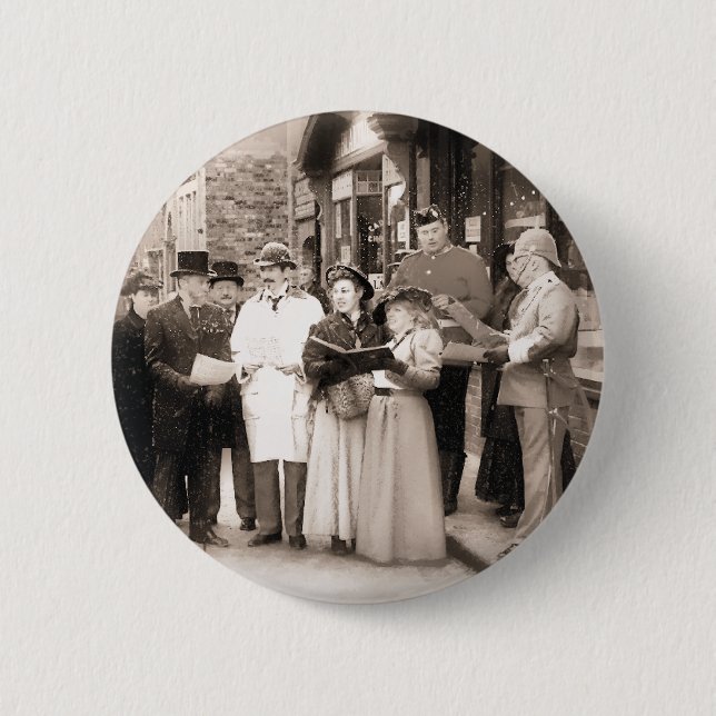 CHAPA REDONDA DE 5 CM CANTANTES DE CAROL NAVIDADES VICTORIANOS (Anverso)