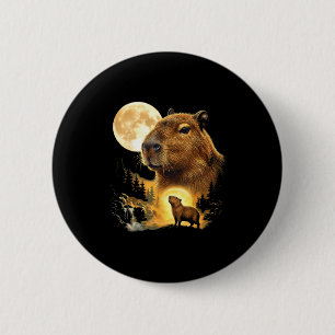 Chapa Redonda De 5 Cm Capibara aullando a la luna meme 90s animal