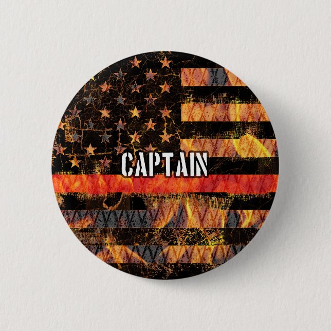 Chapa Redonda De 5 Cm Capitán Bandera de bomberos (Anverso)