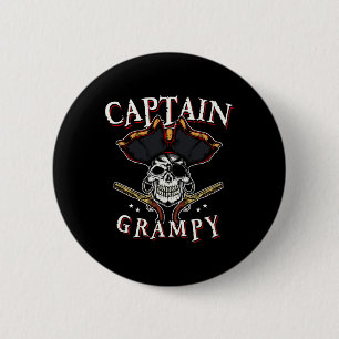 Chapa Redonda De 5 Cm Capitán De Los Hombres Grampy Pirate Gorra Y Skull