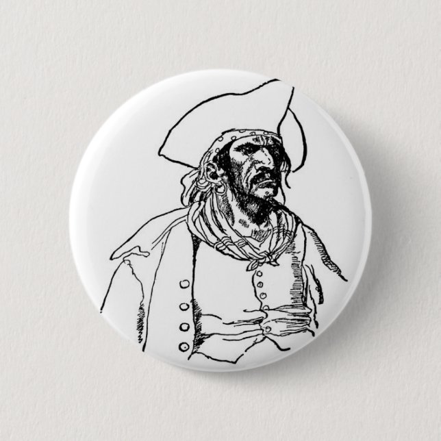 Chapa Redonda De 5 Cm Capitán de Piratas (Anverso)