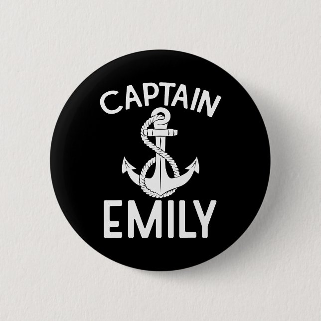 Chapa Redonda De 5 Cm Capitán Emily barco velero (Anverso)