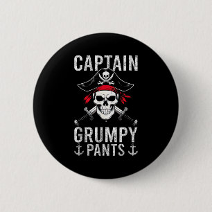 Chapa Redonda De 5 Cm Capitán Pantalones Gruñones Pirata Humor Calavera