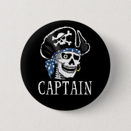 Chapa Redonda De 5 Cm Capitán tuerto del pirata