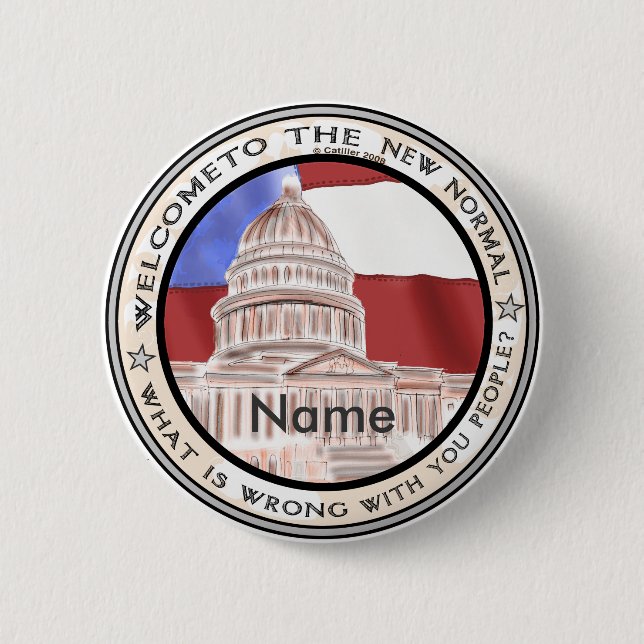 Chapa Redonda De 5 Cm Capitolio Nueva Política Normal (Anverso)