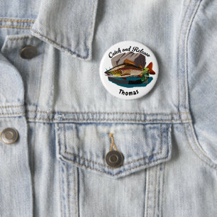 Chapa Redonda De 5 Cm Captura Y Liberación De La Trucha Marrón En El Háb