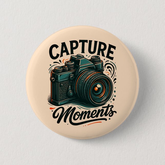 Chapa Redonda De 5 Cm Capture Moments Camera Art Button (Anverso)