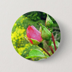 Chapa Redonda De 5 Cm capullos de flores de rosa rosa de verano