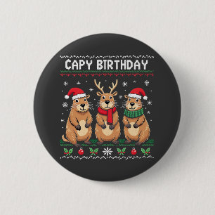 Chapa Redonda De 5 Cm Capy Birthday Navidades feos suéter Capybara