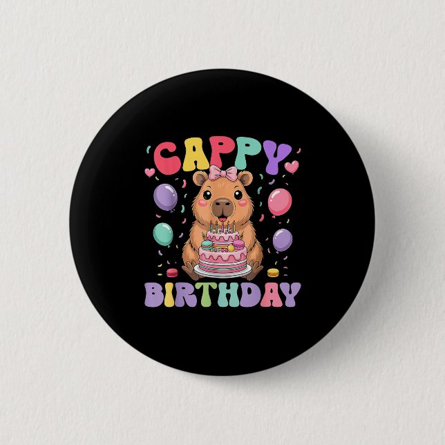 Chapa Redonda De 5 Cm Capybara Birthday Girls Funny Birthday Kids Boys G (Anverso)