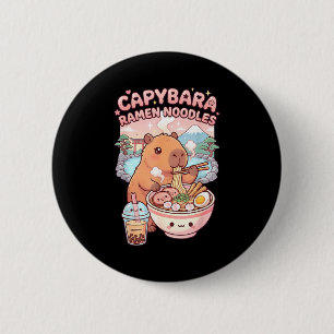 Chapa Redonda De 5 Cm Capybara divertido fideo ramen kawaii capybara com