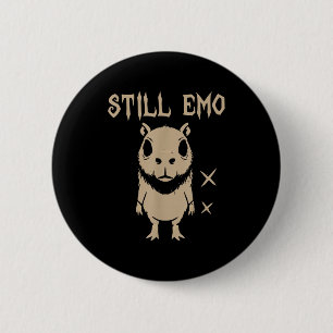 Chapa Redonda De 5 Cm Capybara Emo Punk Gótico Still Emo