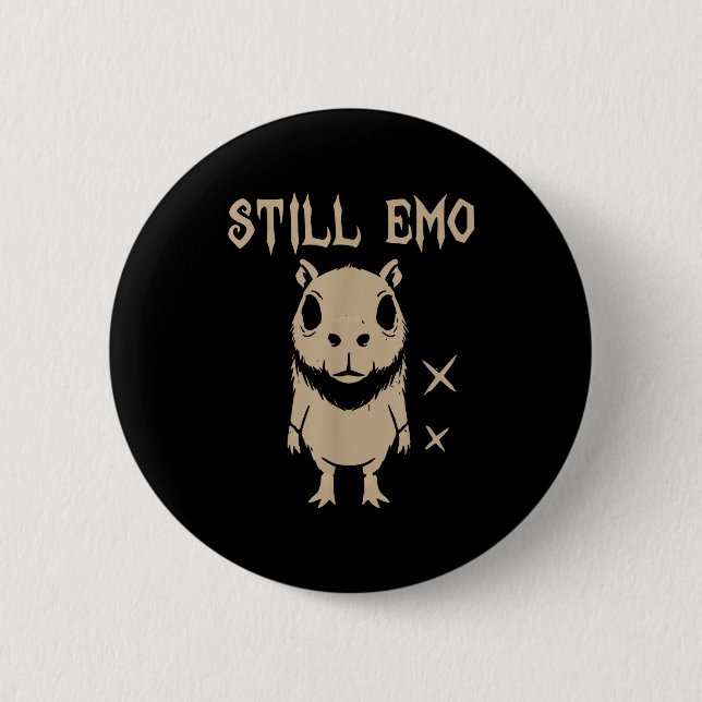 Chapa Redonda De 5 Cm Capybara Emo Punk Gótico Still Emo (Anverso)