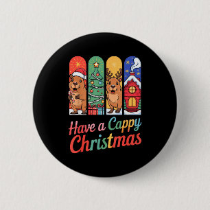 Chapa Redonda De 5 Cm Capybara Reno Navideño Tiene Una Navidad Capy
