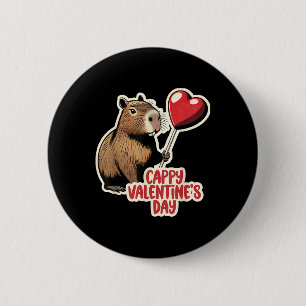 Chapa Redonda De 5 Cm Capybara Valentine, Día de San Valentín cappy, Cap