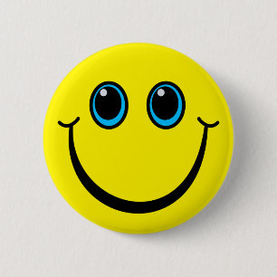 Chapa Redonda De 5 Cm Cara amarilla feliz de la emoji