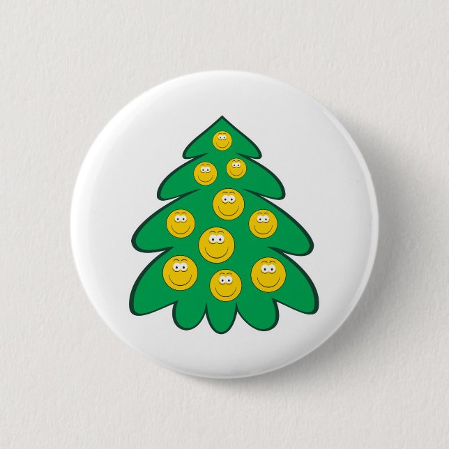 Chapa Redonda De 5 Cm Cara de árbol de Navidad (Anverso)