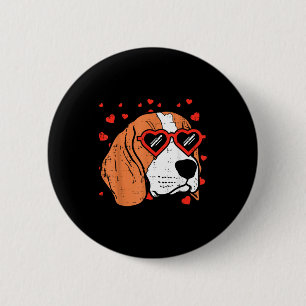 Chapa Redonda De 5 Cm Cara de Beagle Corazón Gles Día de San Valentín Pe