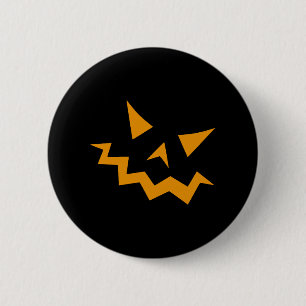 Chapa Redonda De 5 Cm Cara de calabaza de Halloween - Horror Naranja
