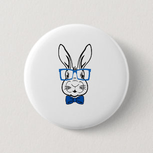 Chapa Redonda De 5 Cm Cara de conejito lindo con lentes azules Bow Tire