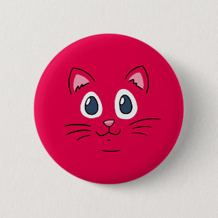 Chapa Redonda De 5 Cm Cara de Gatito Adorable