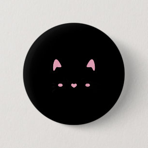 Chapa Redonda De 5 Cm Cara de gato pestañas gatito amantes de gatos lind