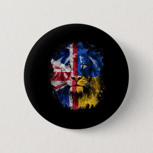 Chapa Redonda De 5 Cm Cara de León de bandera vintage del Reino Unido y 