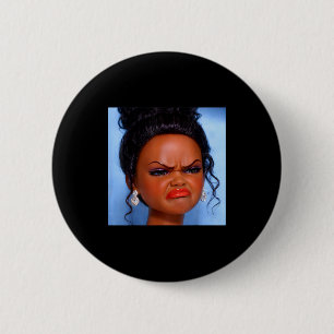 Chapa Redonda De 5 Cm Cara de muñeca negra disgustada enojada meme Enoja