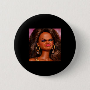 Chapa Redonda De 5 Cm Cara de muñeca negra disgustada enojada meme reacc
