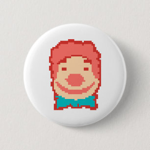Chapa Redonda De 5 Cm Cara de payaso pixelada linda 