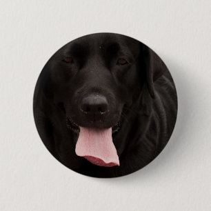 Chapa Redonda De 5 Cm Cara de perro negro