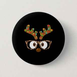 Chapa Redonda De 5 Cm Cara de Reno Gles Navidad Familiar Pareja Mujeres