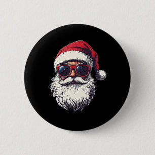 Chapa Redonda De 5 Cm Cara de Santa Claus Genial Gafas de Sol Retro Navi