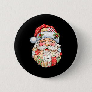 Chapa Redonda De 5 Cm Cara de Santa Claus vintage de patchwork Arte popu