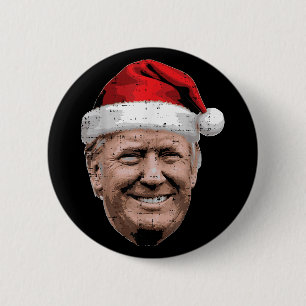 Chapa Redonda De 5 Cm Cara de Trump en Navidad Santa Claus divertido mem